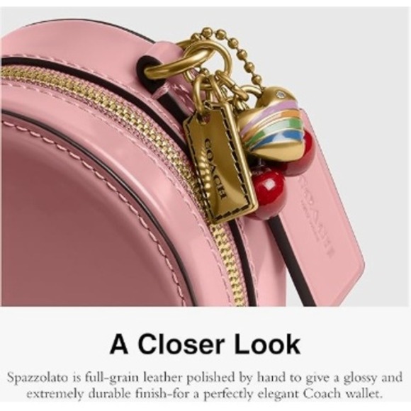 COACH Heart Crossbody 14 With Charms Pink Spazzolato Leather Valentines NEW - Picture 5 of 5